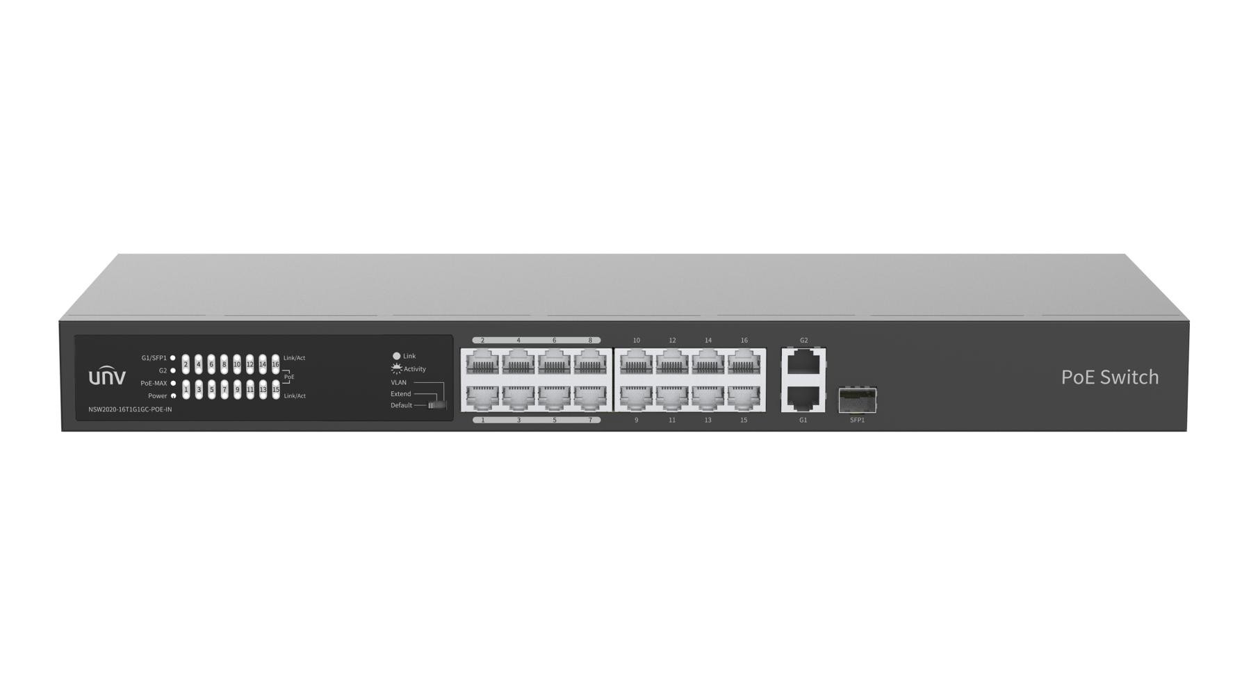 Switch Ethernet no administrado (PoE) 16 puertos NSW2020-16T2GC-POE-IN Uniview